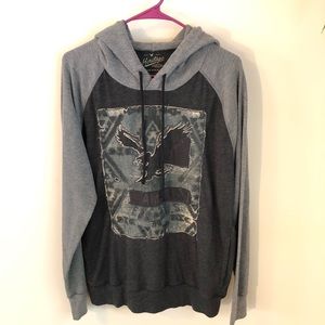 Anerican Eagle Heritage Thermal Hoodie Grey Sz Lg